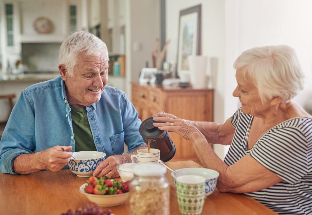 elderly couple changing diet to help with sundowning