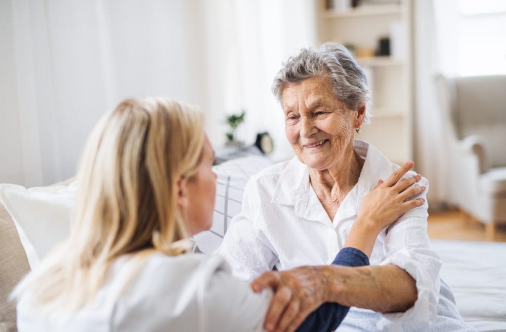 woman learning how to talk to someone with dementia