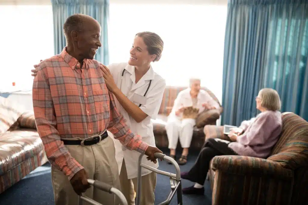 memory care and assisted living nurse assists residents