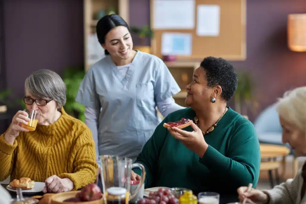 breakfast time at the assisted living facility