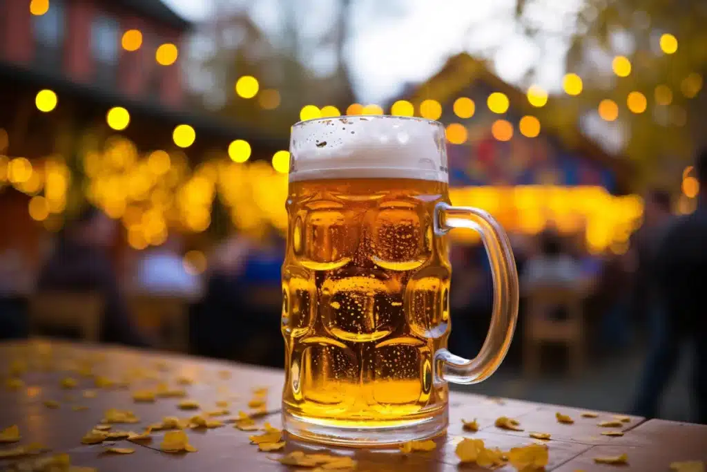 Oktoberfest background and beer in a mug