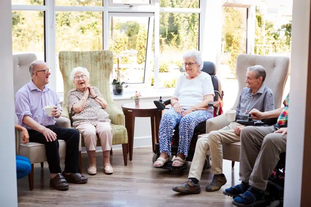 nursing home elders spending time together
