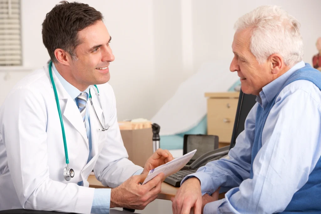 talking to smiling doctor